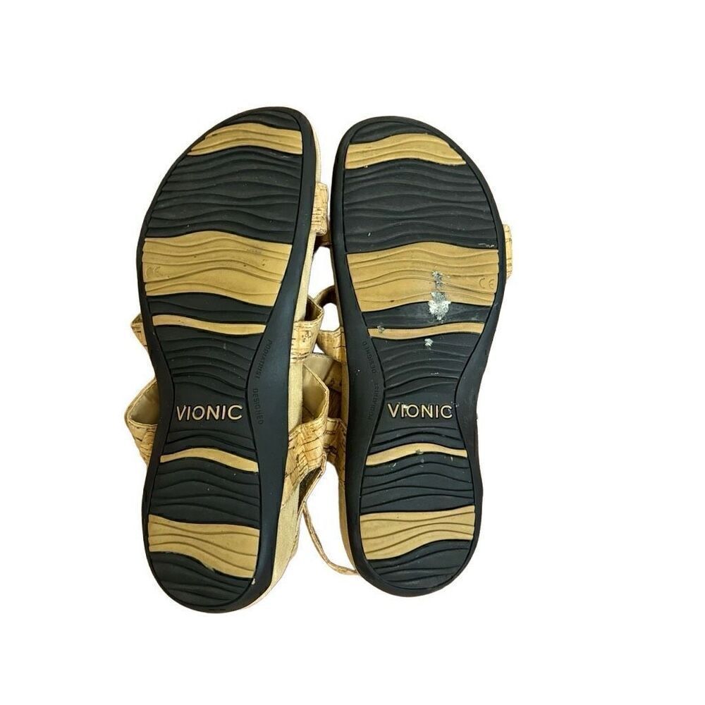 Vionic Amber Adjustable Gold Cork Sandals Size 8 - Picture 5 of 7